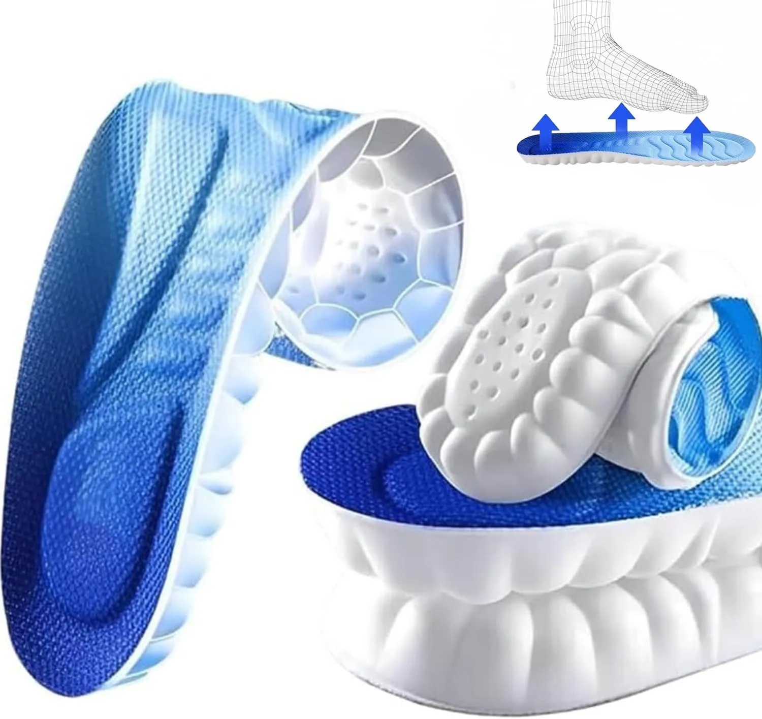 4D Cloud Soles Memory Foam Shoe Inserts,Support Shock Absorption Cushioning Sports Comfort Inserts, Breathable Shoe Inner Soles for Running,Walking,Hiking etc.