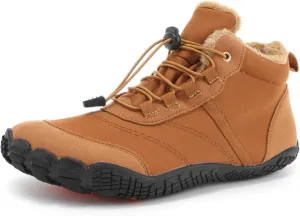 Asifn Mens Winter Barefoot Fur Lined Snow Warm Slip Resistant Minimalist Hiking Boots