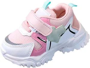 Baby Infant Chunky Sole Non Slip First Walking Sneaker Toddler Newborn Hook and Loops Mesh Breathable Ankle Sport Shoes