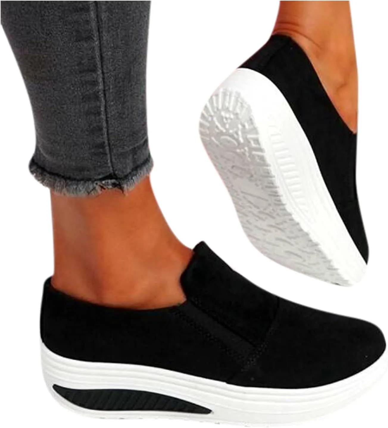 Black Sparkle Sneakers for Women Fashion Zapatos De Mujer para Hacer Ejercicio Shoes for Women Sneakers Trendy White Womens Fashion Sneakers Black Wedge Shoes for Women Slip Resistant
