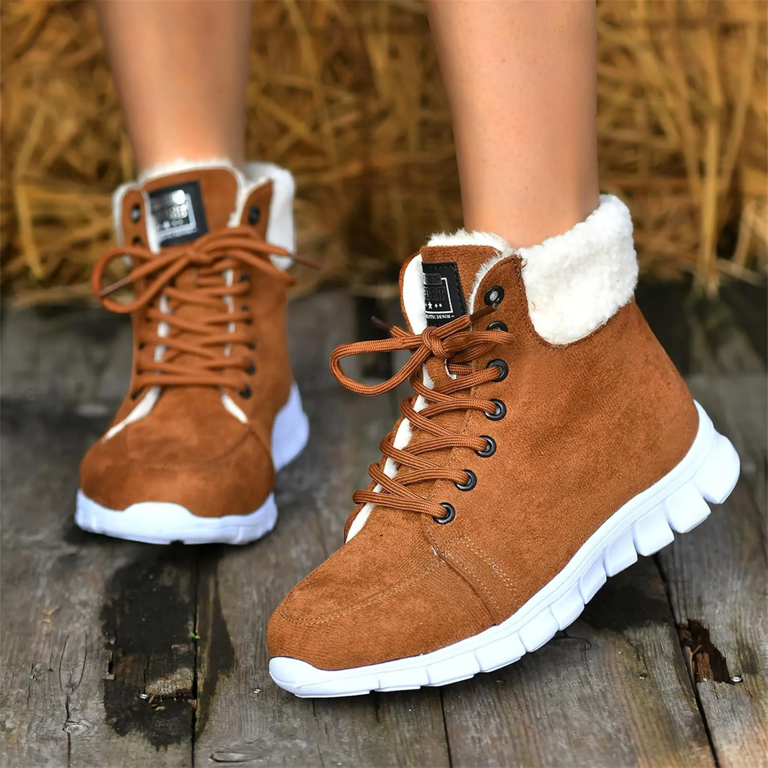 Boots For Women Ankle Booties Winter Snow Boots Fur Lined Warm Slip On Comfortable Outdoor Anti Slip Loafers Shoes