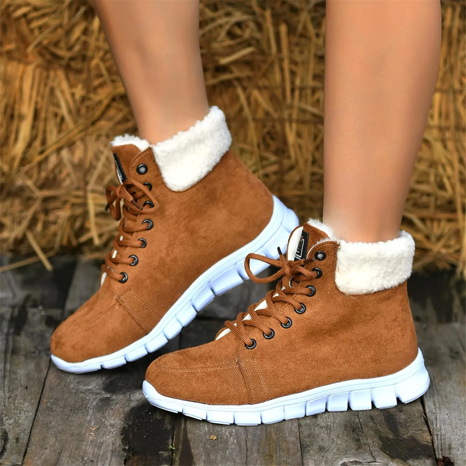 Boots For Women Ankle Booties Winter Snow Boots Fur Lined Warm Slip On Comfortable Outdoor Anti Slip Loafers Shoes