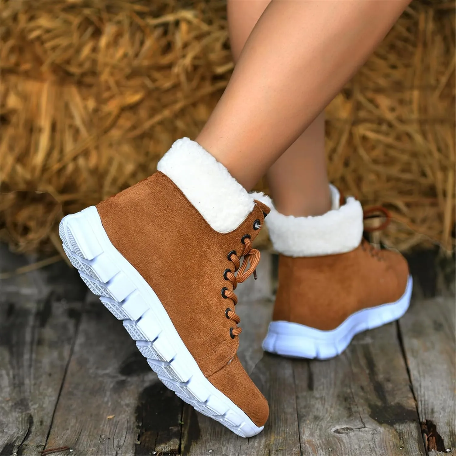 Boots For Women Ankle Booties Winter Snow Boots Fur Lined Warm Slip On Comfortable Outdoor Anti Slip Loafers Shoes
