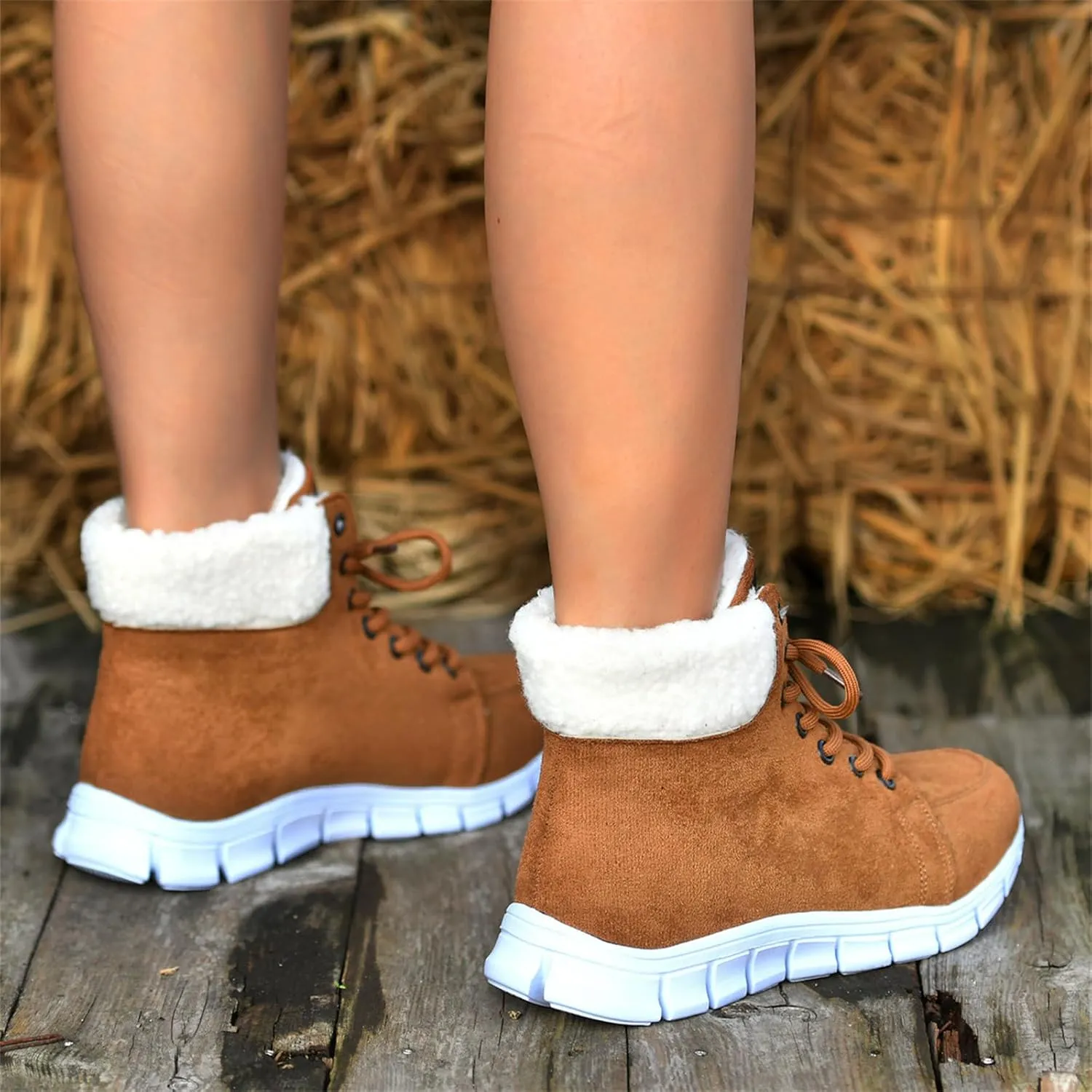 Boots For Women Ankle Booties Winter Snow Boots Fur Lined Warm Slip On Comfortable Outdoor Anti Slip Loafers Shoes