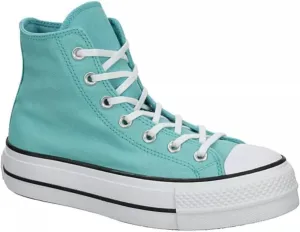 Converse Unisex Chuck Taylor All Star High Top Canvas Platform - Lace up Closure Style - Teal 7.5