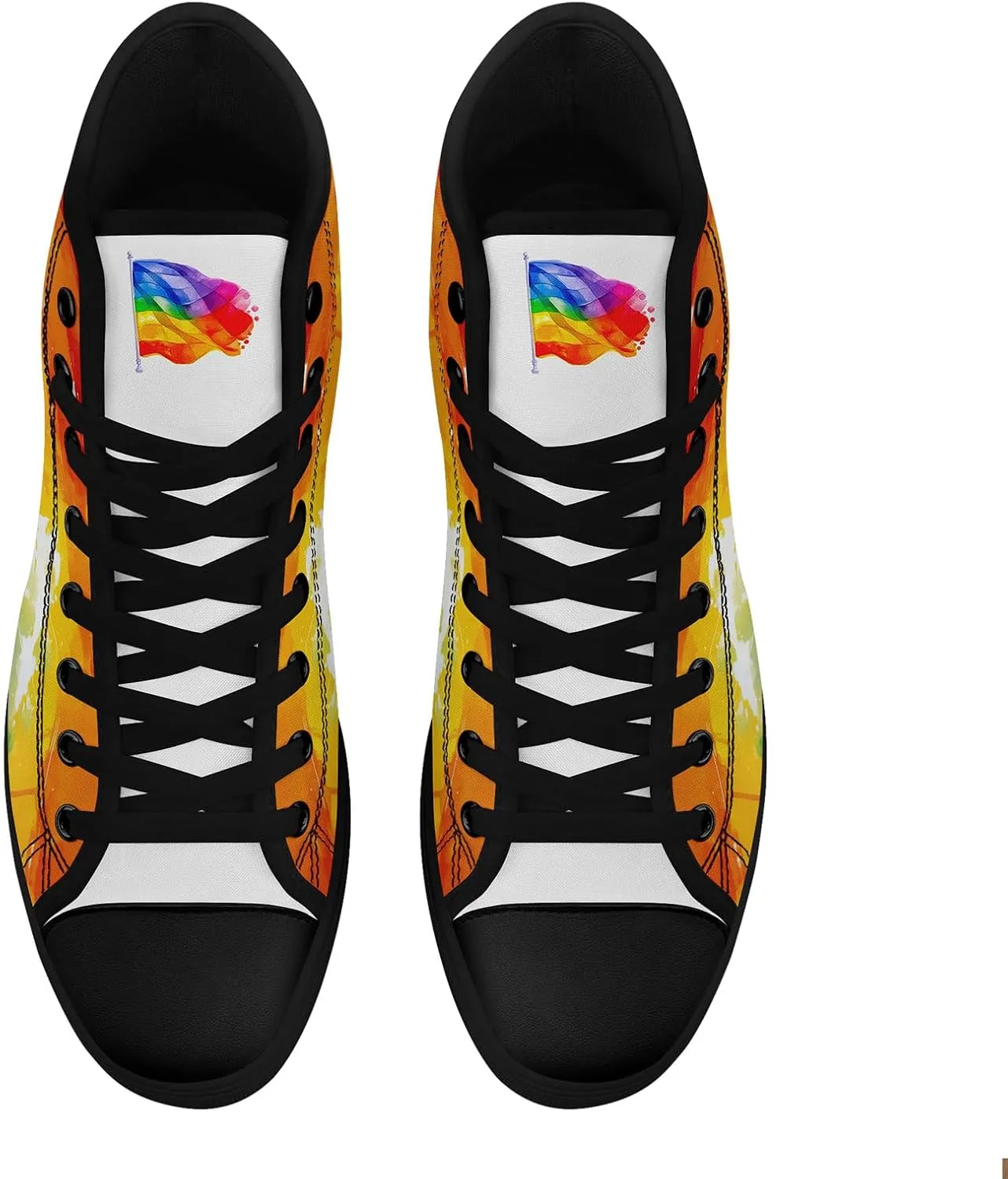 Custom Rainbow Stripe High-Top Sneakers Unisex Pride Personalized LGBTQ Canvas Shoes Gift Fashion Casual Sneakers