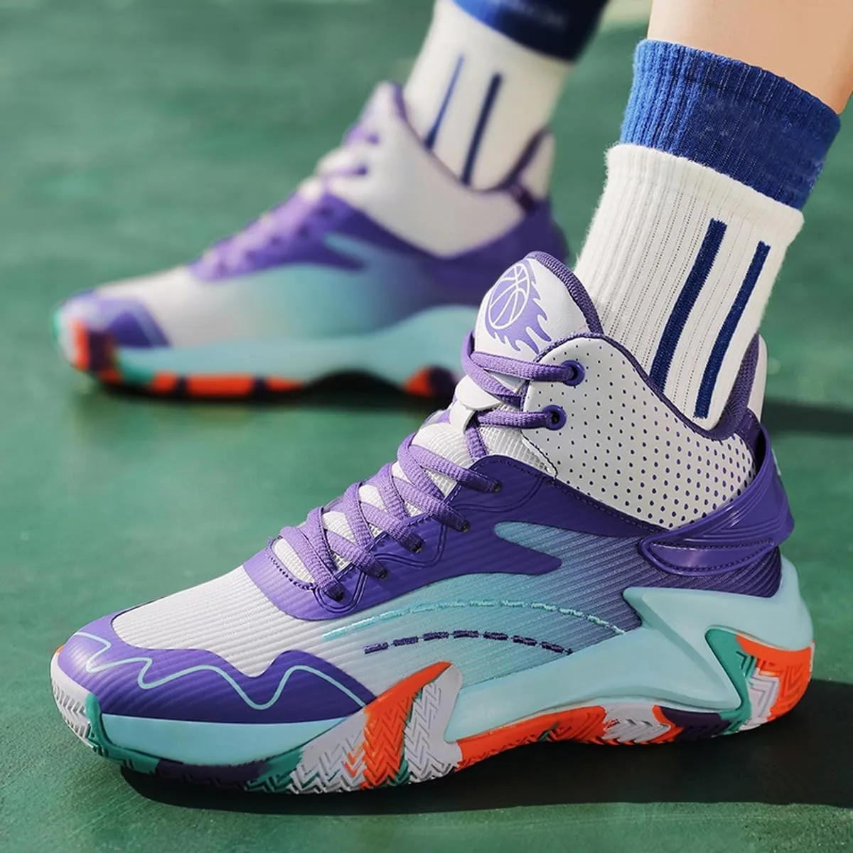 DHOVOR Mens High-top Basketball Shoes, Youth Fashion Basketball Sneakers, Non Slip Basketball Trainers Sports Shoes for Men Walking Shoes Indoor and Outdoor
