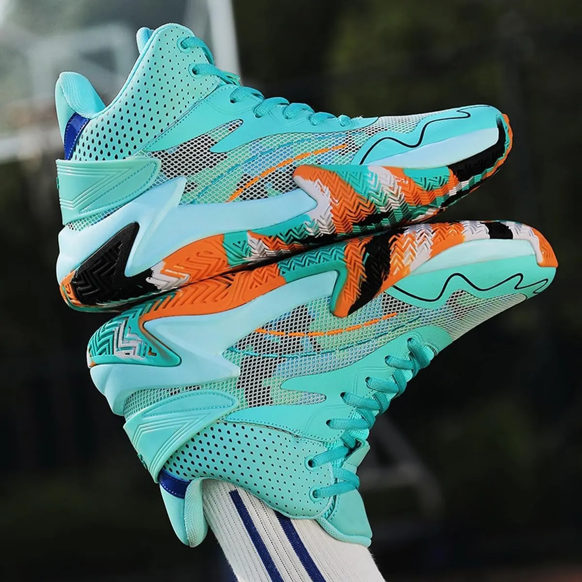 DHOVOR Mens High-top Basketball Shoes, Youth Fashion Basketball Sneakers, Non Slip Basketball Trainers Sports Shoes for Men Walking Shoes Indoor and Outdoor