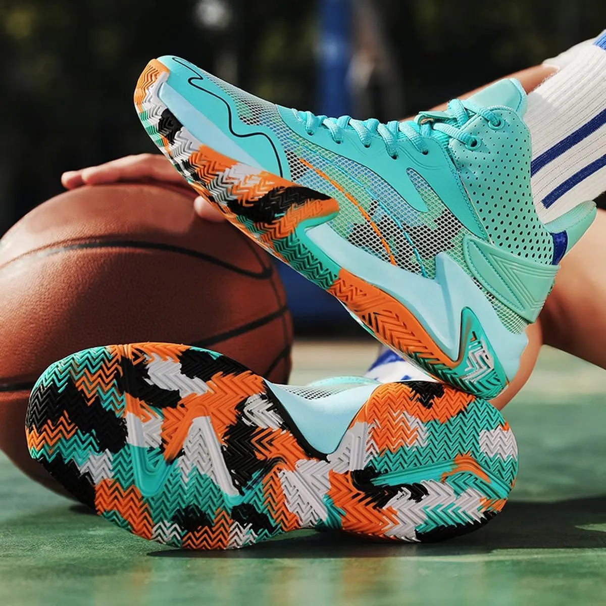DHOVOR Mens High-top Basketball Shoes, Youth Fashion Basketball Sneakers, Non Slip Basketball Trainers Sports Shoes for Men Walking Shoes Indoor and Outdoor