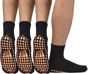 ELUTONG Men Non Slip Sticky Grips Socks 3 Pairs Tile Wood Floors Anti-Skid Workout Yoga Pilates Hospital Slipper Socks