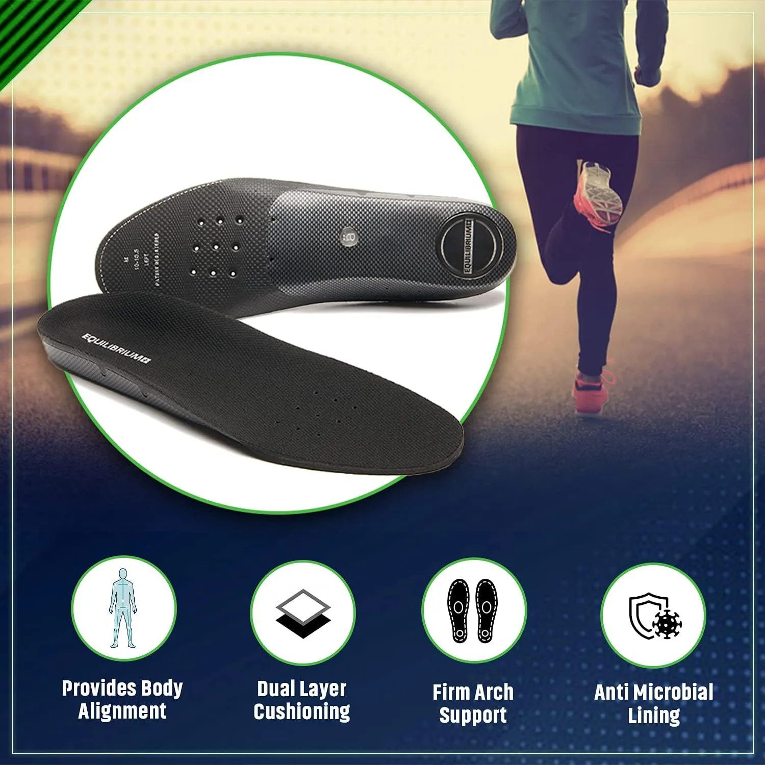 Equilibrium  Orthotic Plantar Fasciitis Arch and Balance Support Shoe Insoles for Men and Women Best Comfortable Inserts Relieving Foot, Arch,and Knee Pain,for Running,Walking,Sports (Men's/11-11.5)