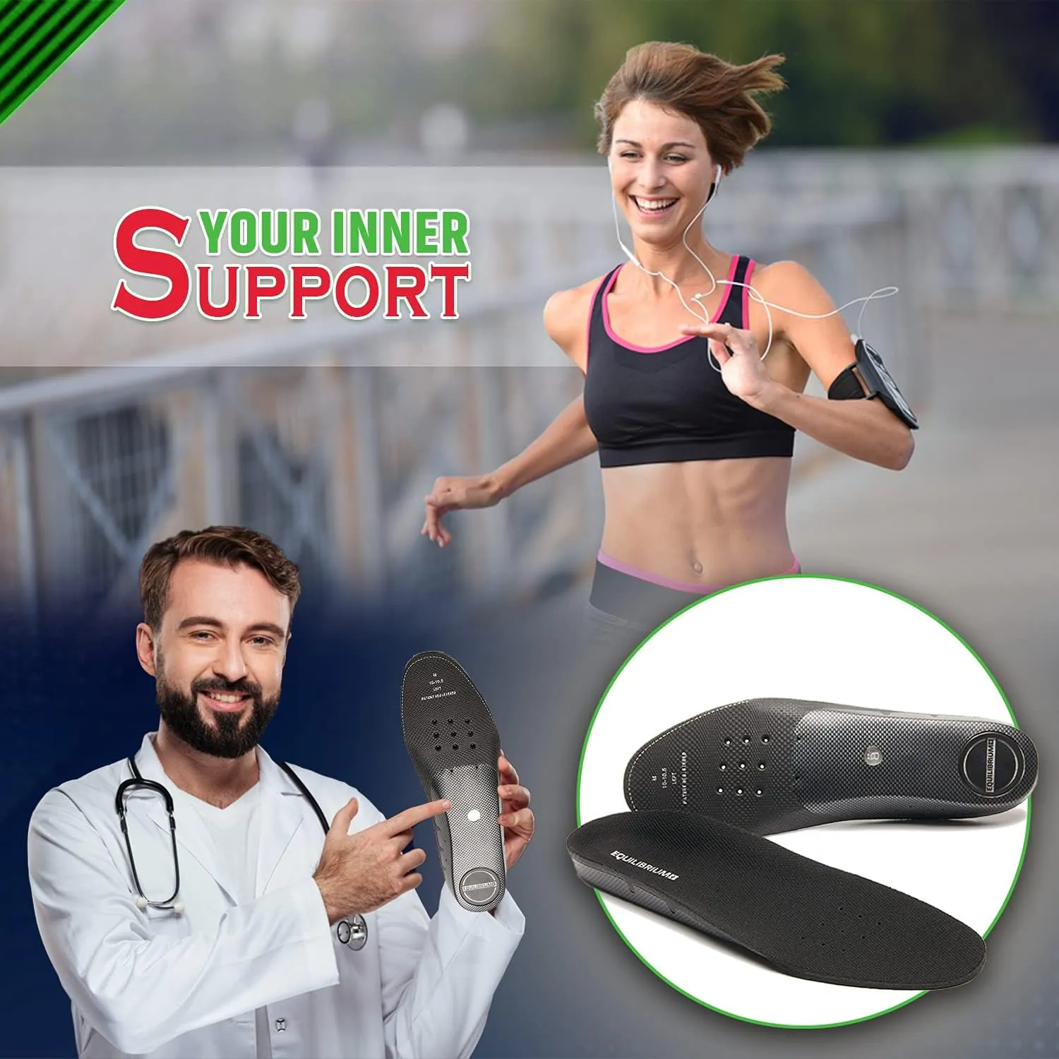 Equilibrium  Orthotic Plantar Fasciitis Arch and Balance Support Shoe Insoles for Men and Women Best Comfortable Inserts Relieving Foot, Arch,and Knee Pain,for Running,Walking,Sports (Men's/11-11.5)