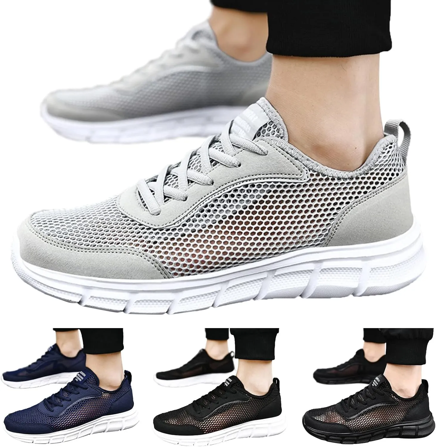 Fashion Sneakers Shoes Fashion Spring and Summer Men Sports Shoes Flat Bottom Lightweight Fly Woven Mesh Hollow Design