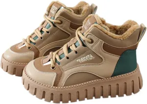 Fleece Lined Ethereal White Sporty Casual Sneakers Warm Stylish Comfort Shoes for Women Fall Winter Wear New Year Holiday Outfit Campus Inspired Boots