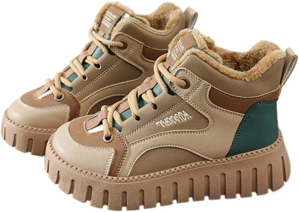 Fleece Lined Ethereal White Sporty Casual Sneakers Warm Stylish Comfort Shoes for Women Fall Winter Wear New Year Holiday Outfit Campus Inspired Boots