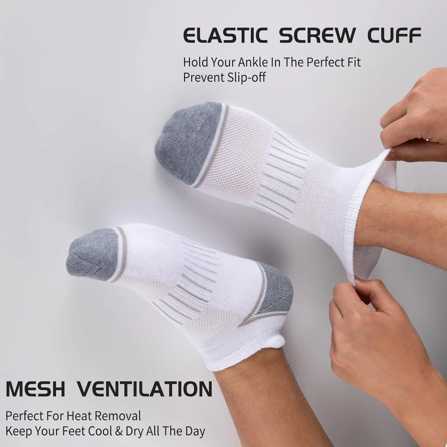 Heatuff 12 Pairs Men's Ankle Running Socks Cushioned Low Cut Athletic Sports Casual Tab Socks