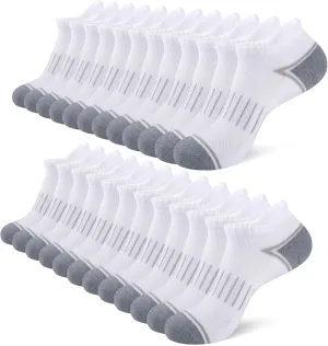 Heatuff 12 Pairs Men's Ankle Running Socks Cushioned Low Cut Athletic Sports Casual Tab Socks