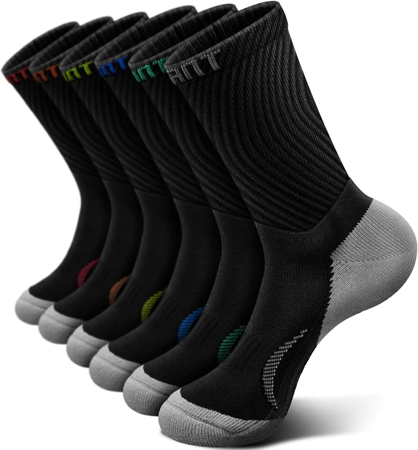 KEMISANT Men Socks, Athletic Crew Socks Compression for Men Sports Running Cushioned Footbed Arch Support