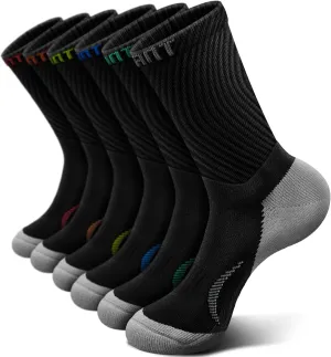 KEMISANT Men Socks, Athletic Crew Socks Compression for Men Sports Running Cushioned Footbed Arch Support