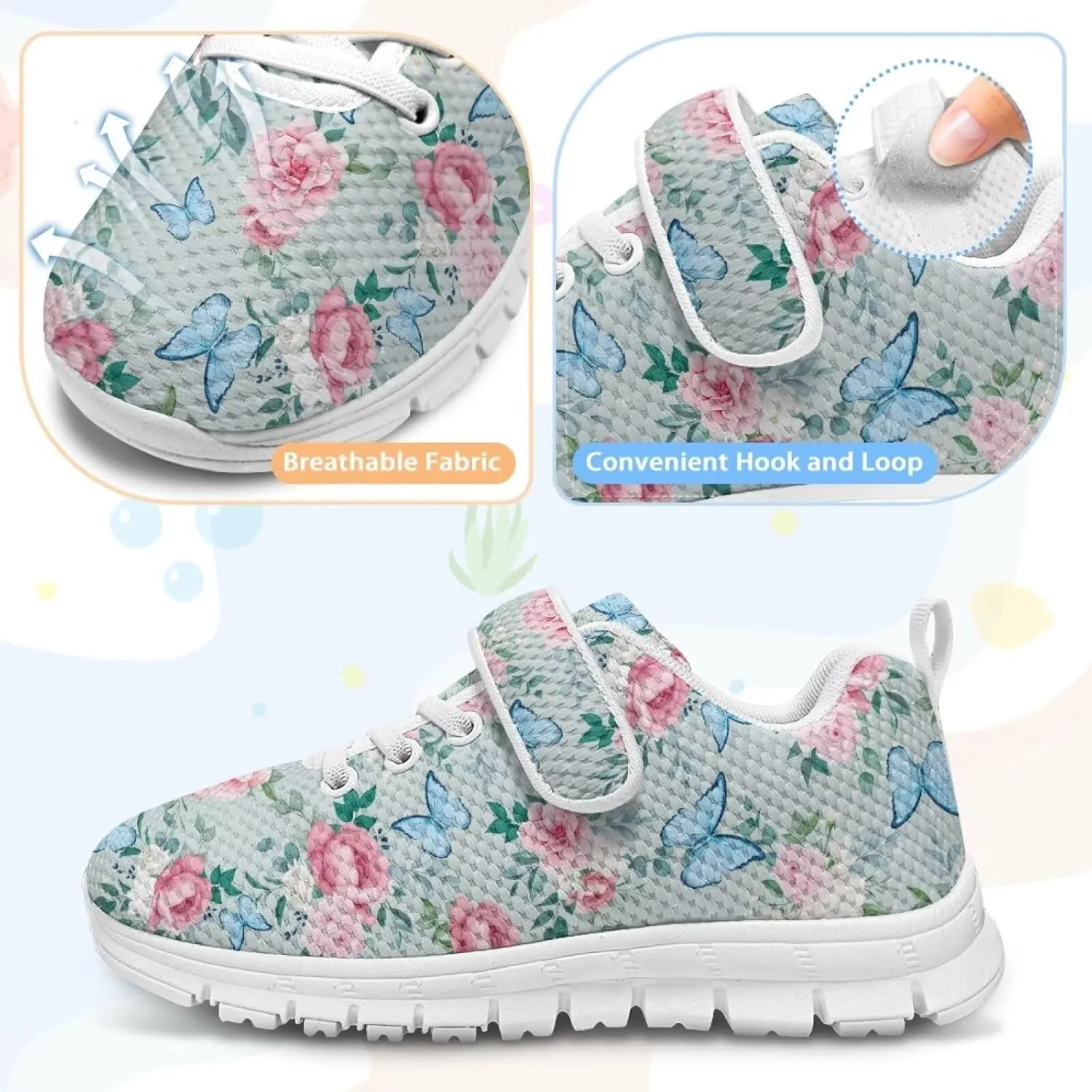Kids Running Shoes Girls Slip on Sneakers Shoes Mesh Soft Tennis Shoes