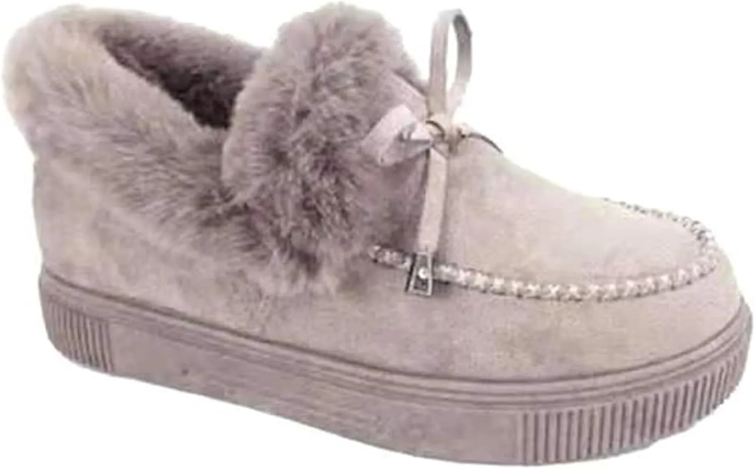 Ladmiple Booties For Women 2024 Snow Boots Winter Shoes Fur Lined Warm Slip On Ankle Boots Comfortable Walking Loafers Shoes