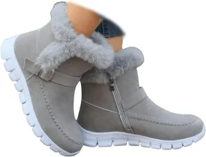 Ladmiple Booties For Women 2024 Snow Boots Winter Warm Fur Lined Anti-Slip Ankle Booties Outdoor Slip On Warm Loafers Shoes