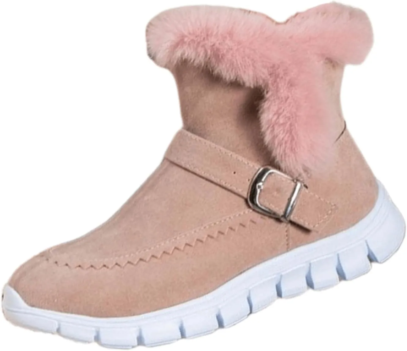 Ladmiple Booties For Women 2024 Snow Boots Winter Warm Fur Lined Anti-Slip Ankle Booties Outdoor Slip On Warm Loafers Shoes