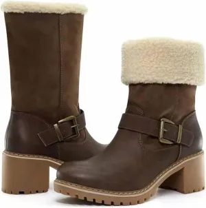 Ladmiple Snow Boots For Women Cute High Top Warm Fur Lined Winter Ankle Booties Outdoor Slip On Fashion Mid Calf Walking Shoe