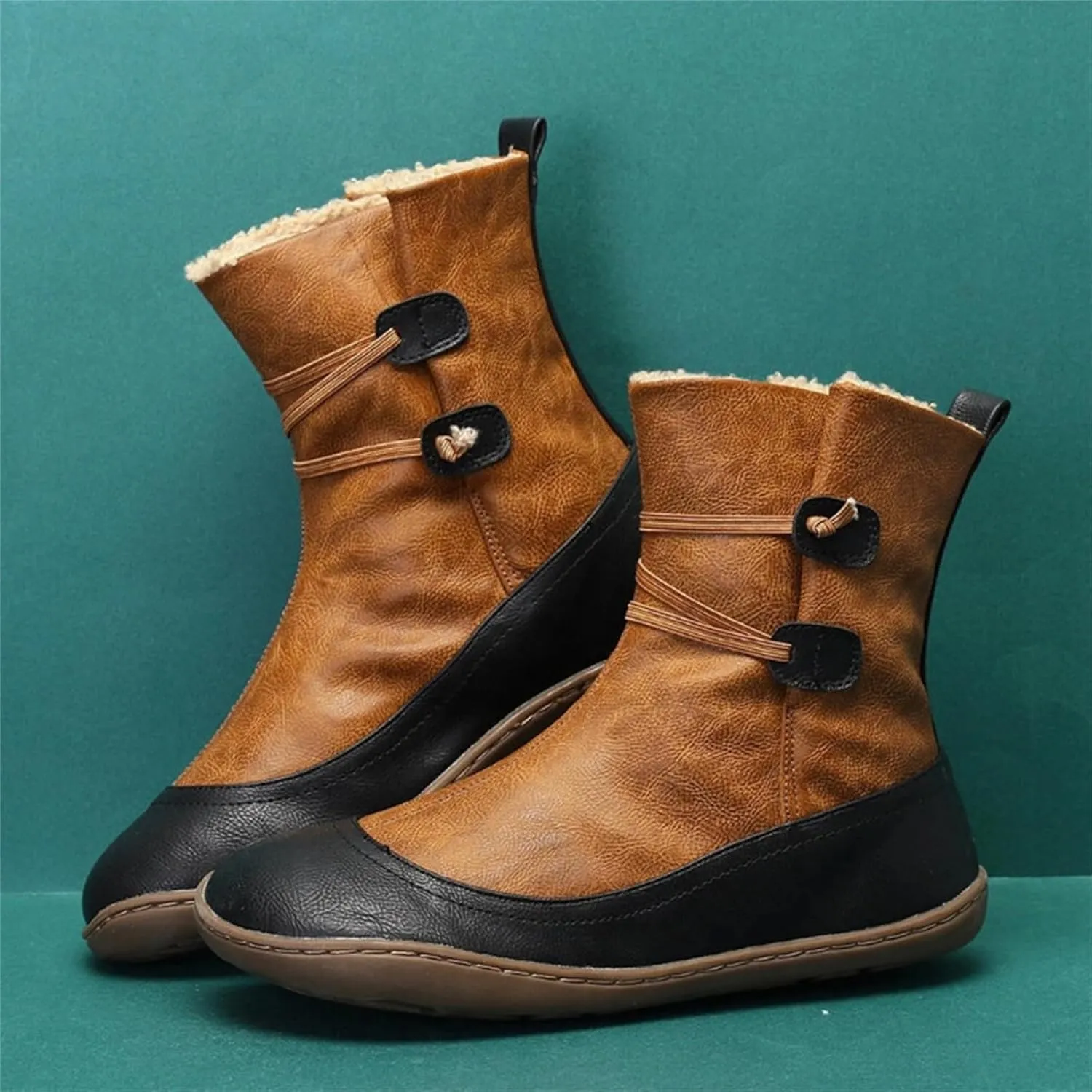 Ladmiple Snow Boots For Women Cute Tall Mid Calf Boots Warm Ankle Booties Slip On Outdoor Fur Lined Walking Winter Shoes