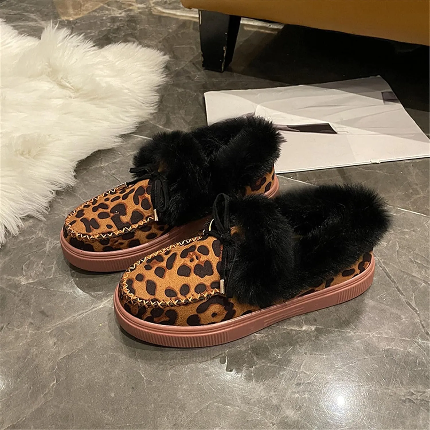 Ladmiple Winter Boots For Women 2023 Snow Warm Ankle Booties Slip On Outdoor Fur Lined Comfortable Fashion Walking Shoes