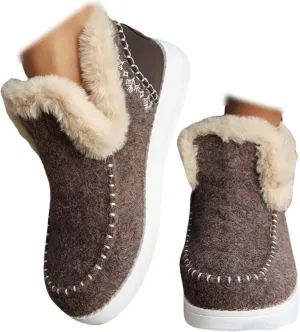 Ladmiple Winter Boots For Women 2024 Fashion Snow Boots Slip on Warm Comfortable Fur Lined Ankle Booties Loafers Shoes