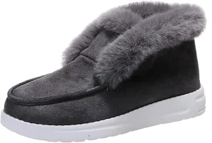 Ladmiple Winter Boots For Women 2024 Snow Boots Slip on Warm Comfortable Outdoor Fur Lined Ankle Booties Loafers Shoes