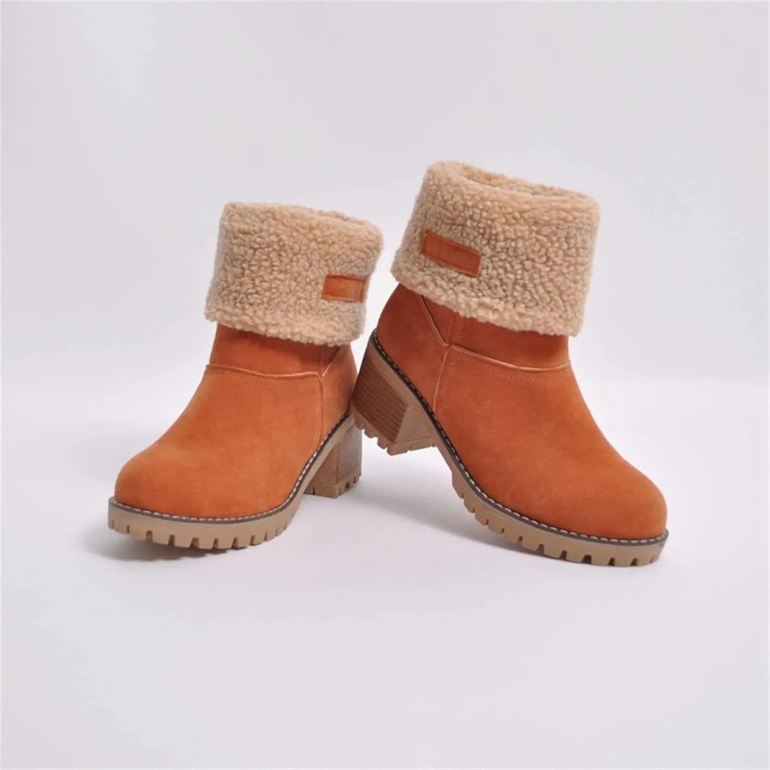 Ladmiple Winter Boots For Women Fashion Mid Calf Snow Boots Fur Lined Warm Comfortable Slip On Short Ankle Booties 2024