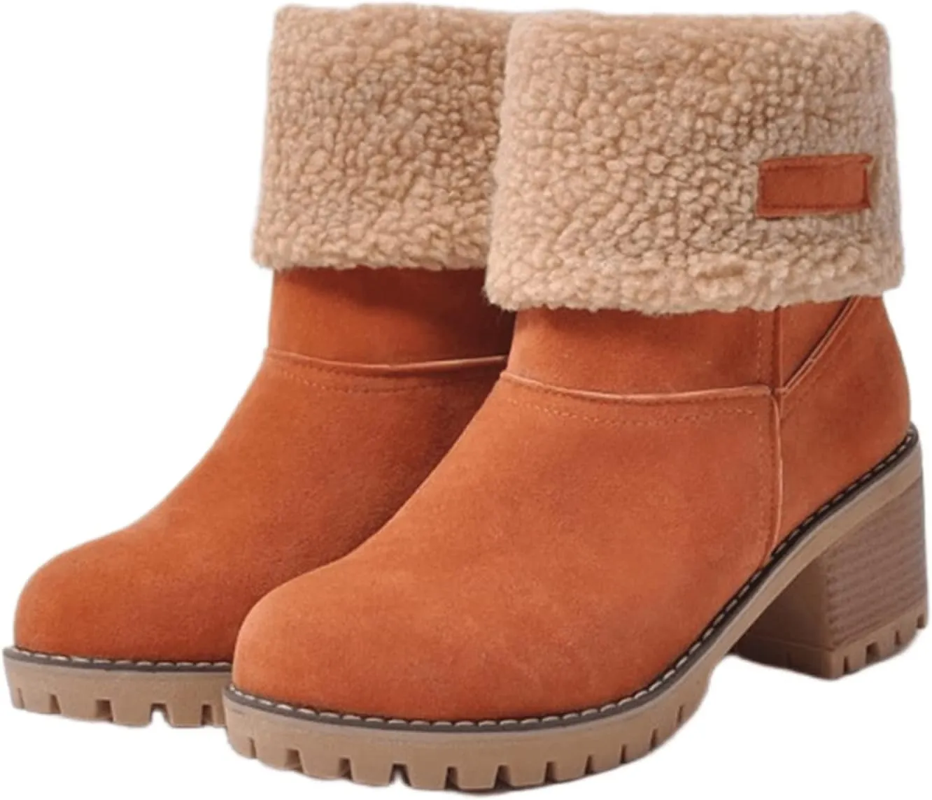 Ladmiple Winter Boots For Women Fashion Mid Calf Snow Boots Fur Lined Warm Comfortable Slip On Short Ankle Booties 2024