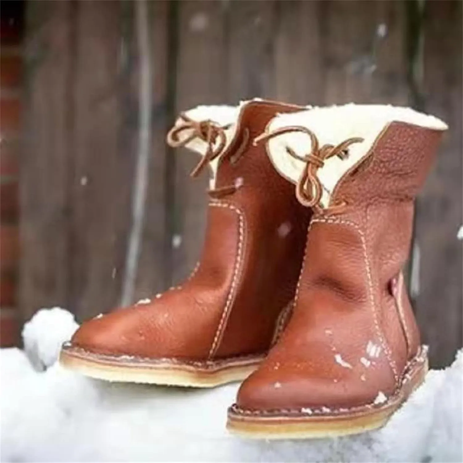 Ladmiple Winter Boots For Women Fashion Snow Boots Mid Calf Fur Lined Warm Outdoor Insulated Comfortable Ankle Booties 2024