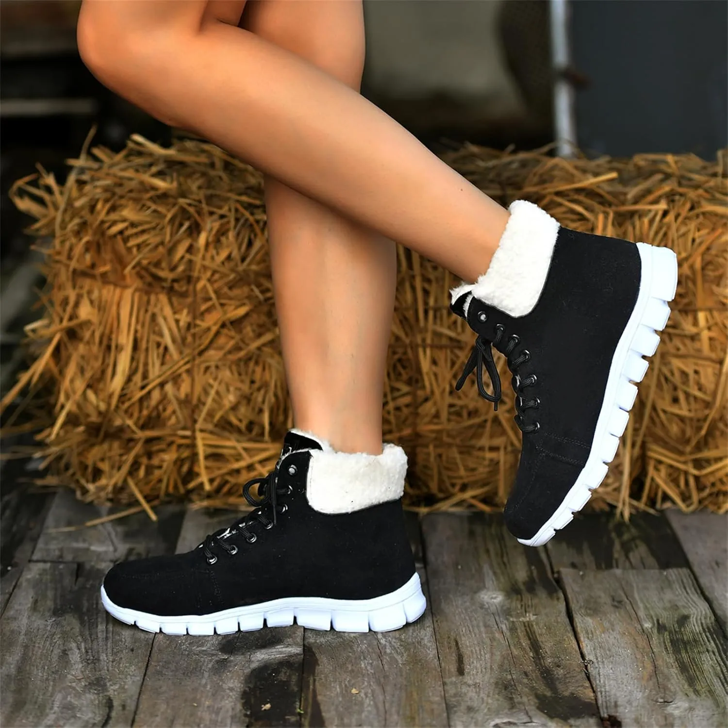 Ladmiple Winter Dress Boots For Women 2024 Snow Boots Slip on Insulated Fur Lined Lightweight Cold Weather Warm Ankle Booties