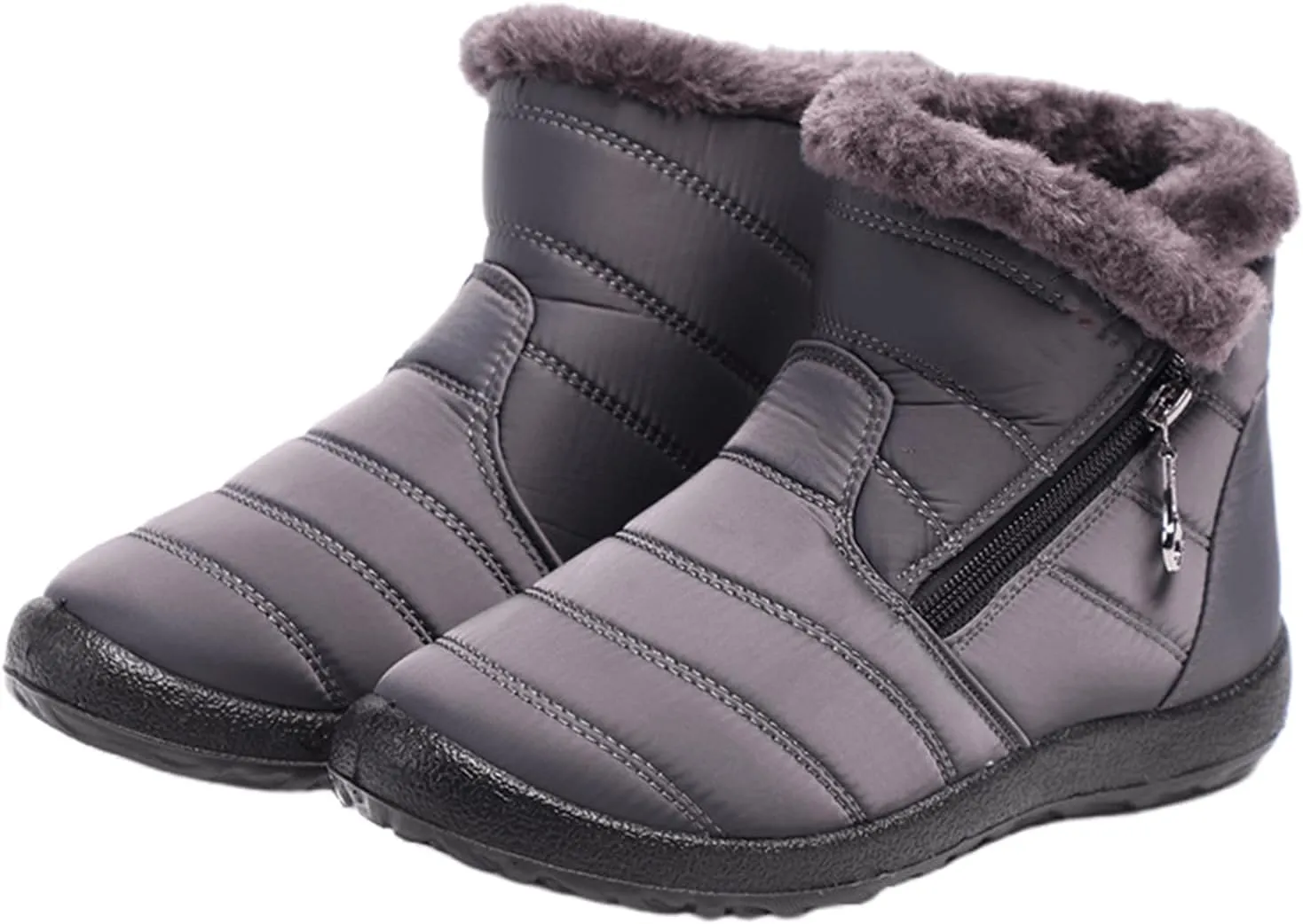 Lausiuoe Snow Boots For Women Waterproof Insulated Wide Width Winter Fur Lined Warm Slip On Ankle Booties Outdoor Shoes