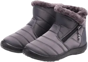 Lausiuoe Snow Boots For Women Waterproof Insulated Wide Width Winter Fur Lined Warm Slip On Ankle Booties Outdoor Shoes