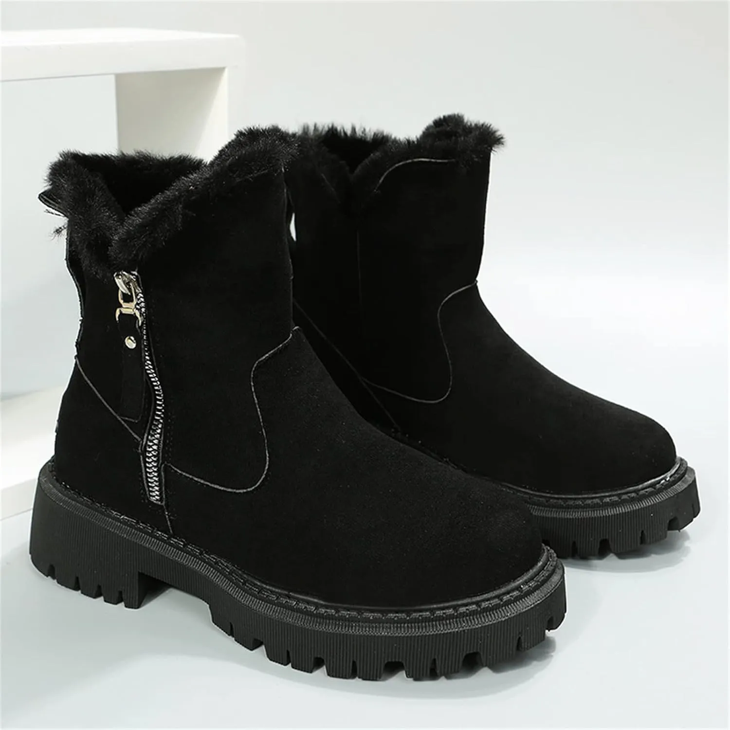 Lausiuoe Snow Boots For Women Wide Width Winter Shoes with Fur Lined Warm Casual Fashion Trendy Outdoor Fuzzy Booties