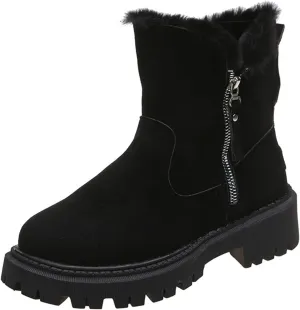 Lausiuoe Snow Boots For Women Wide Width Winter Shoes with Fur Lined Warm Casual Fashion Trendy Outdoor Fuzzy Booties