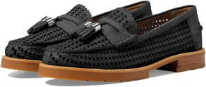 LEHOOR Women Chunky Block Heel Loafers Tassel Perforated Loafer Shoes Round Toe Slip On Dress Shoes Cut Out Retro 1 inch Flat Heel Penny Loafers Office Ladies Chic 4-11 M US