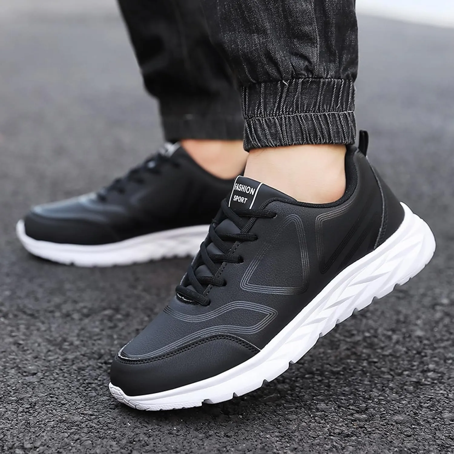 Lightweight Non Slip Sneakers for Men Lightweight Breathable Slip on Running Shoe Soft Flat Soled Elderly Shoes