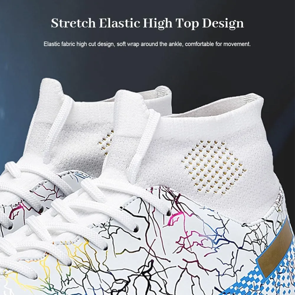 Maylrvjv Men's High Top Soccer Cleats Boys Football Boots Breathble Shock Absorbing Multi-Ground Competition Training Futsal Sneakers