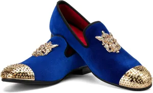 Men Genuine Leather Mens Metallic Textured Slip-on Glitter Loafers Shoes