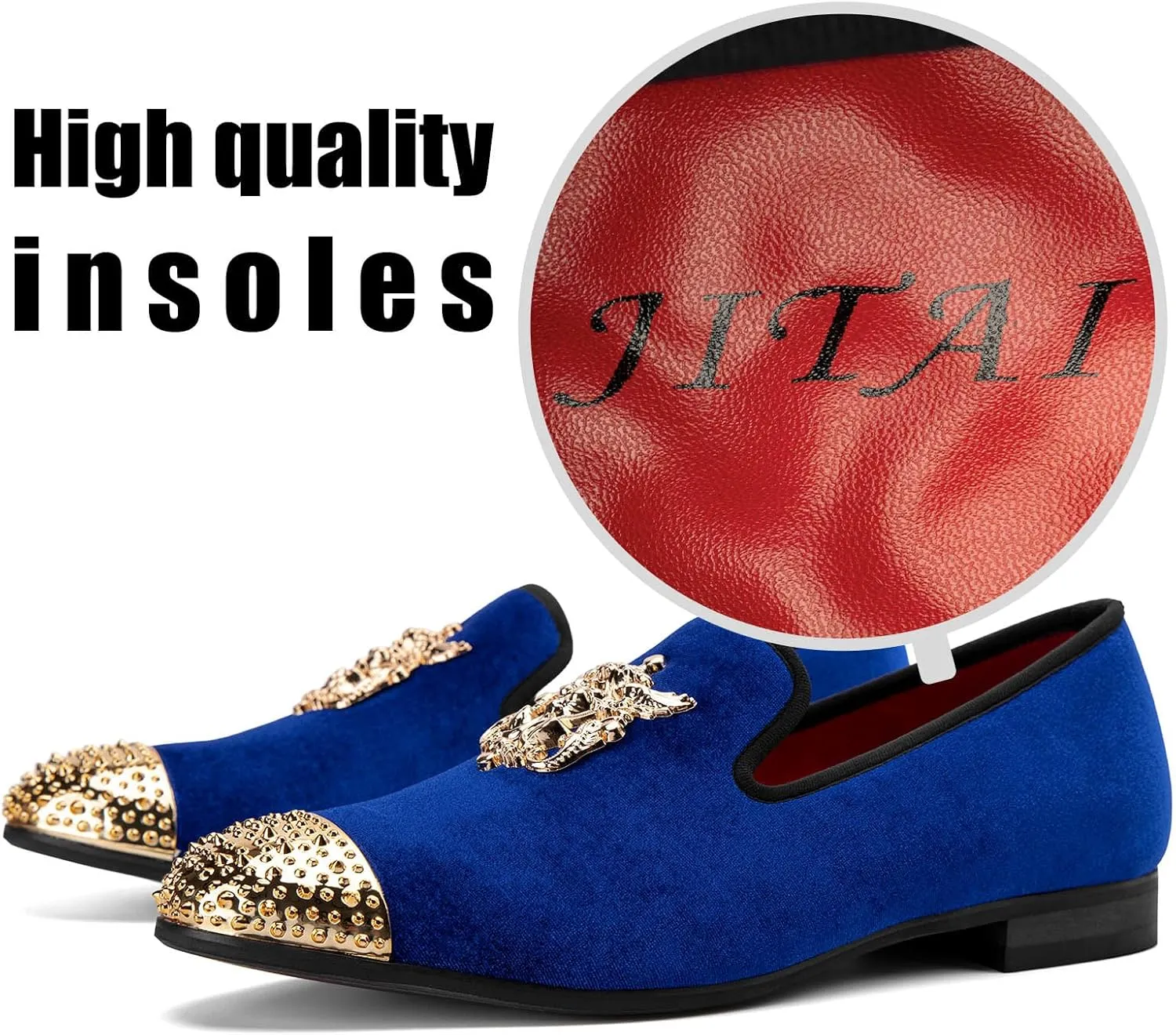 Men Genuine Leather Mens Metallic Textured Slip-on Glitter Loafers Shoes