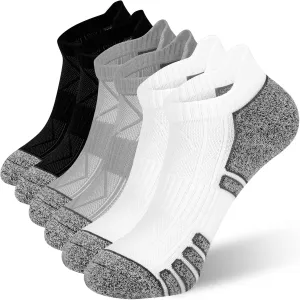 Mens Ankle Socks - 6 Pairs No Show Athletic Running Low Cut Socks with Moisture Wicking & Cushioned Suppor