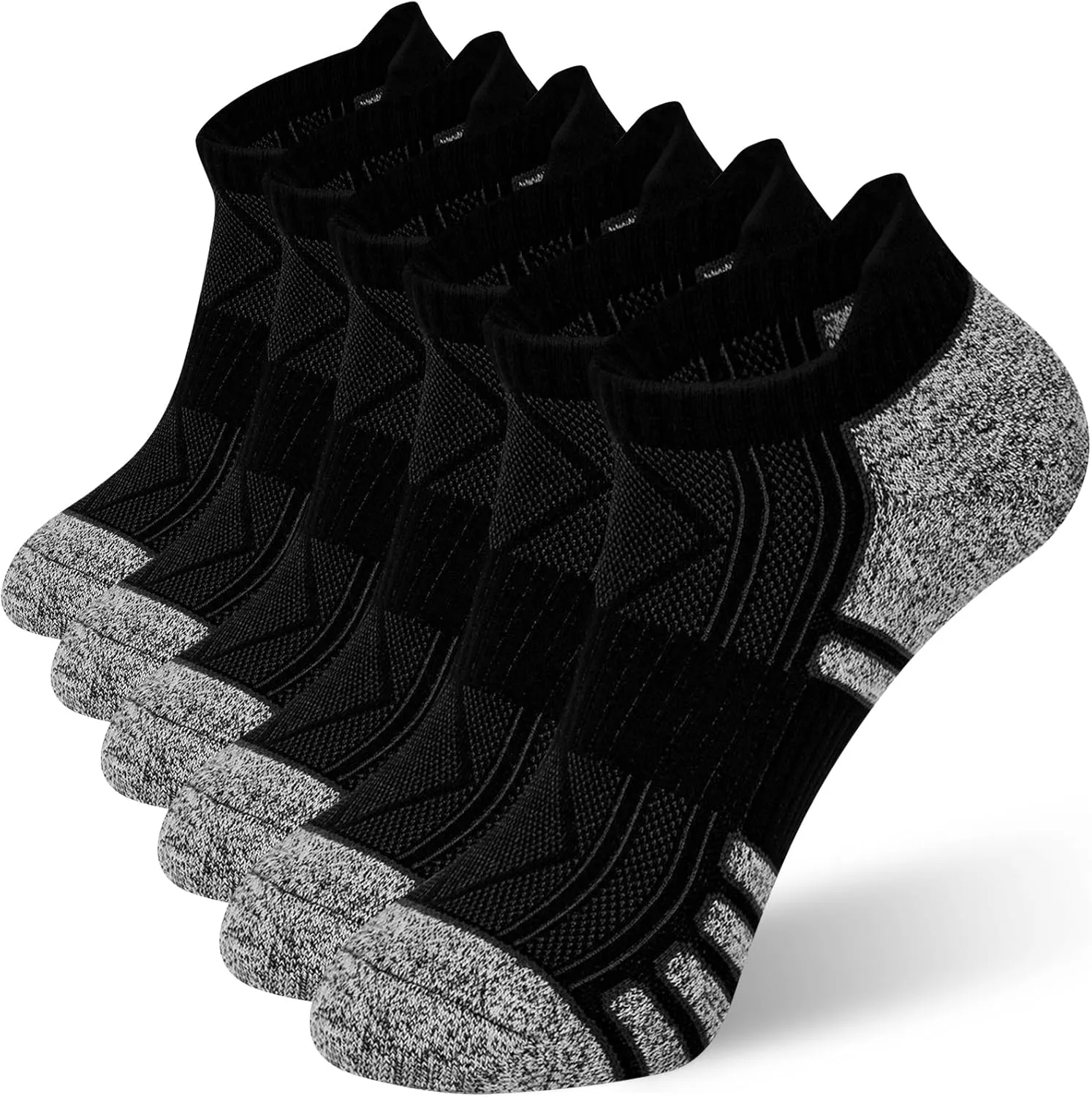 Mens Ankle Socks - 6 Pairs No Show Athletic Running Low Cut Socks with Moisture Wicking & Cushioned Suppor