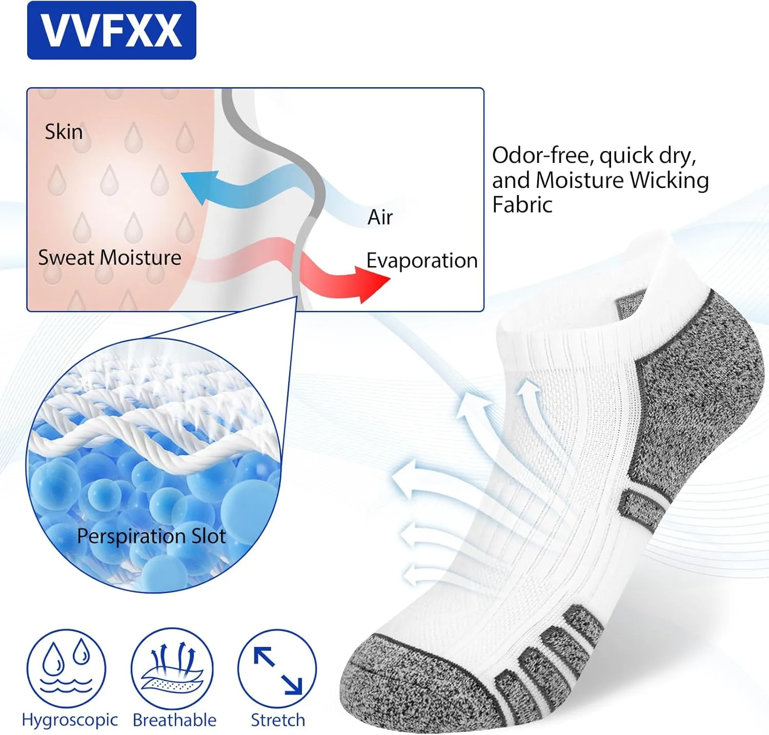 Mens Ankle Socks - 6 Pairs No Show Athletic Running Low Cut Socks with Moisture Wicking & Cushioned Suppor