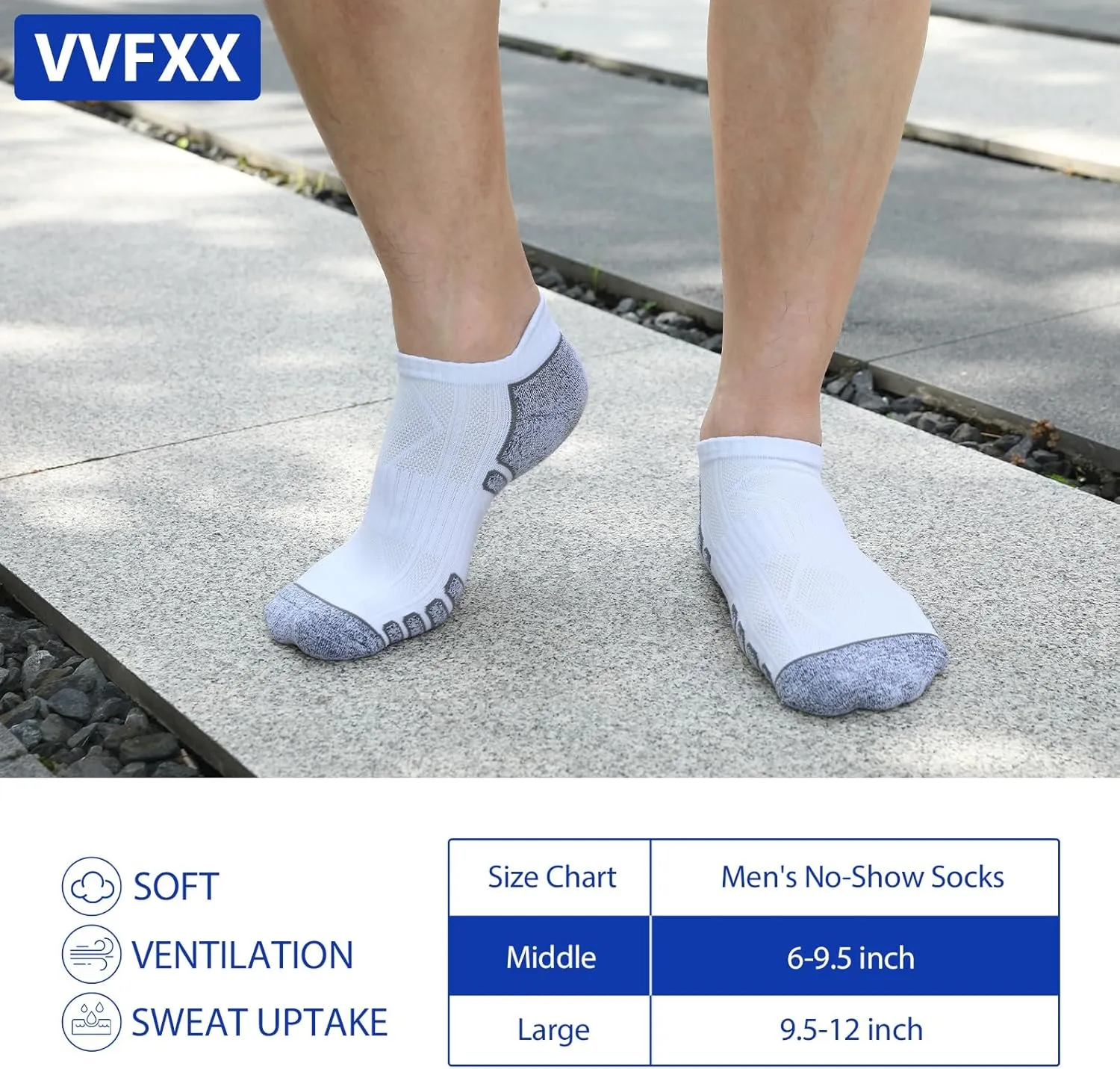 Mens Ankle Socks - 6 Pairs No Show Athletic Running Low Cut Socks with Moisture Wicking & Cushioned Suppor