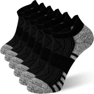 Mens Ankle Socks - 6 Pairs No Show Athletic Running Low Cut Socks with Moisture Wicking & Cushioned Suppor